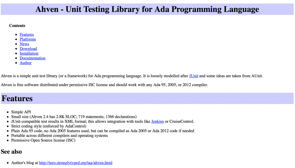 ahven software testing tools guide ada programming language