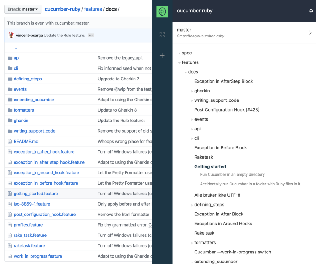 CucumberStudio scenarios synchronised with Git