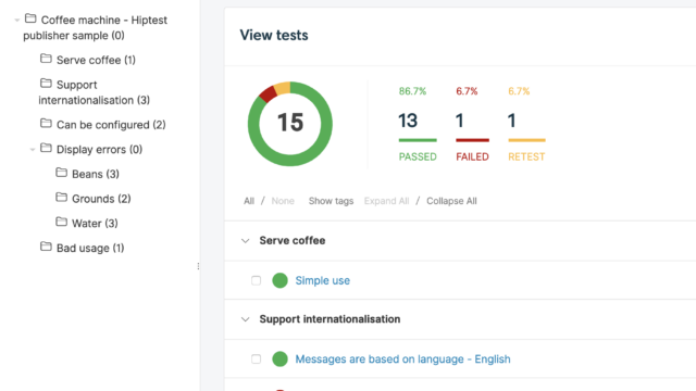 CucumberStudio test management dashboard