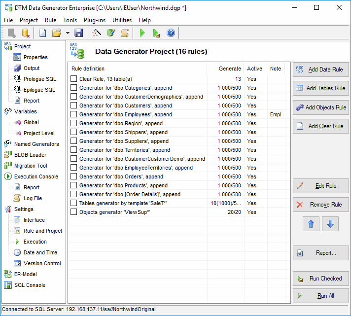 DTM Data Generator: Main window