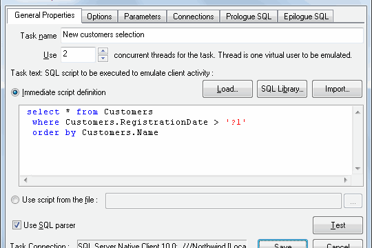 DTM DB Stress: Task properties