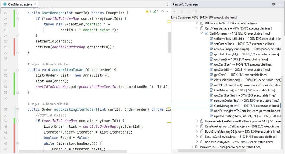 Jtest unit test coverage in IntelliJ
