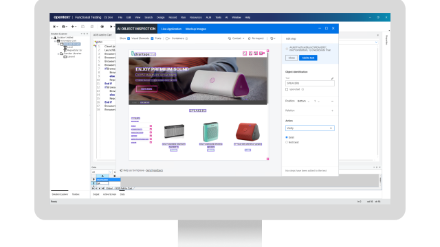 OpenText Functional Testing dashboard