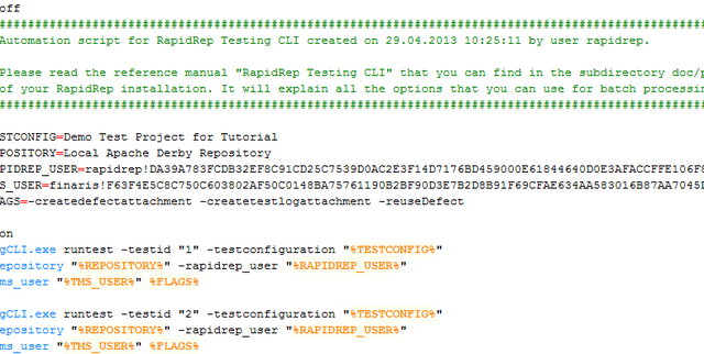 RapidRep Test Suite command line