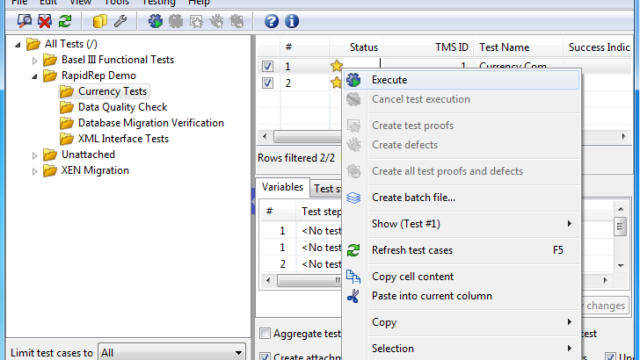 RapidRep Test Suite test execution